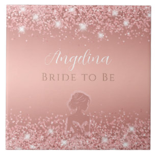 Elegant Rose Gold Luxe Shimmer Bridal Shower Tile