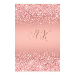 Elegant Rose Gold Luxe Shimmer Monogram Photo Print