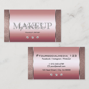 Elegant Rose Gold Luxury Glitter with Diamonds Business Card