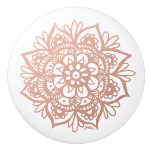 Elegant Rose Gold Mandala Ceramic Knob