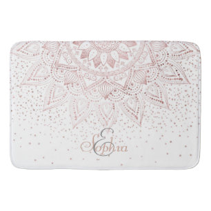 Elegant rose gold mandala confetti design bath mat