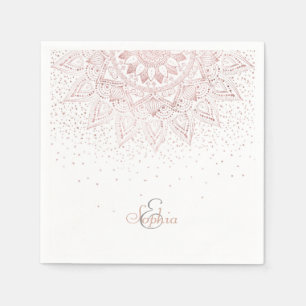 Elegant rose gold mandala confetti design napkin
