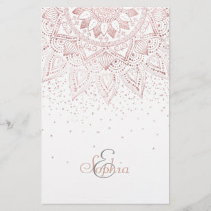Elegant rose gold mandala confetti design stationery