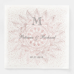 Elegant rose gold mandala confetti wedding napkin