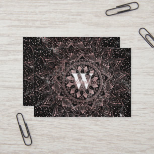 Elegant rose gold mandala dots and marble artwork. business card
