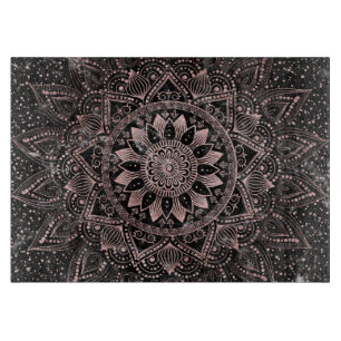Elegant rose gold mandala dots and marble artwork. cutting board