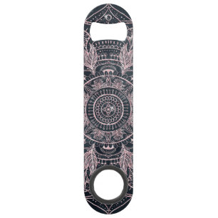 Elegant Rose Gold Mandala Gray Nebula Design