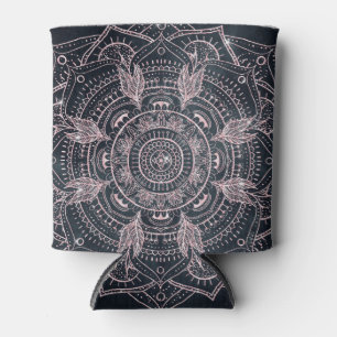 Elegant Rose Gold Mandala Grey Nebula Design Can Cooler