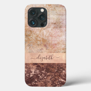 Elegant Rose Gold Marble Agate Script Case-Mate iP iPhone 13 Pro Case