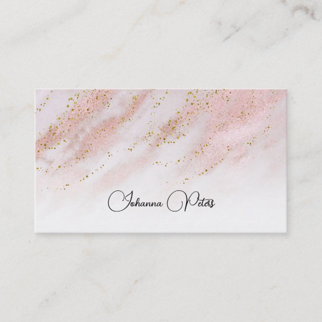 elegant rose gold marble FAUX glitter Business Car Card (Front)