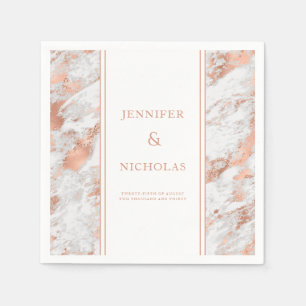 Elegant Rose Gold Marble Wedding Napkin