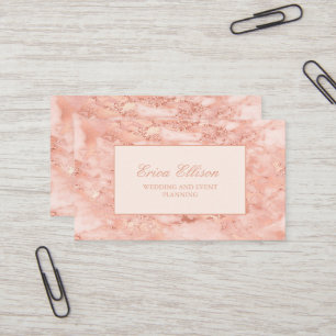 Elegant Rose Gold Marble Wedding Planner Business Card