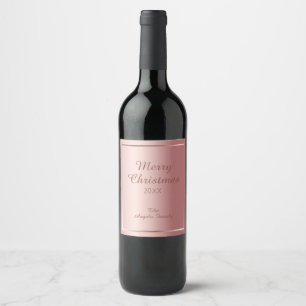 Elegant Rose Gold Merry Christmas Personalised Wine Label