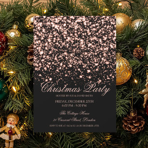 Elegant Rose Gold Midnight Glam Christmas Party Invitation
