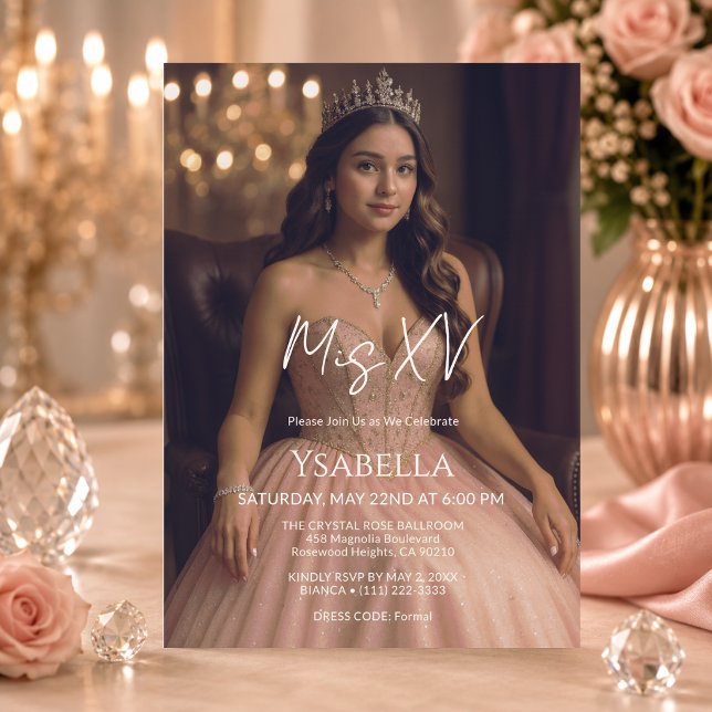 Elegant Rose Gold Mis XV Invitation (Creator Uploaded)