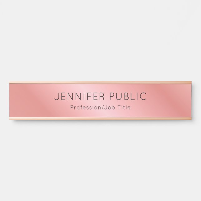 Elegant Rose Gold Modern Personalised Template Door Sign (Front)