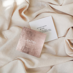 Elegant rose gold modern square minimalist white square business card