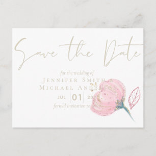 Elegant Rose Gold Modern Wedding Sparkle Postcard