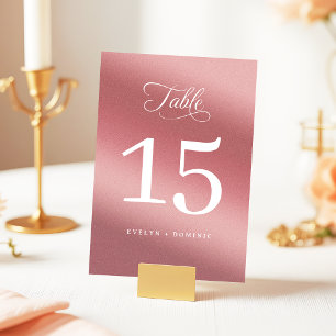Elegant Rose Gold Modern Wedding Table Number