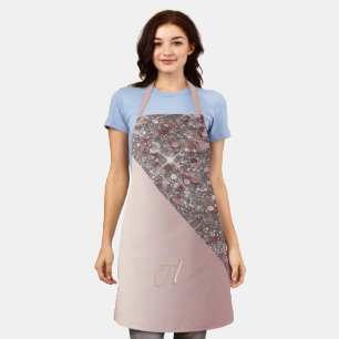 Elegant Rose Gold Monogram Apron