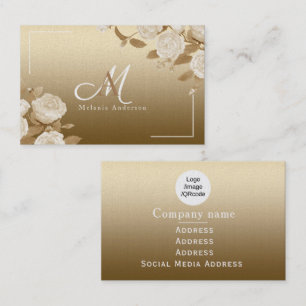 Elegant Rose Gold Monogram Business Card
