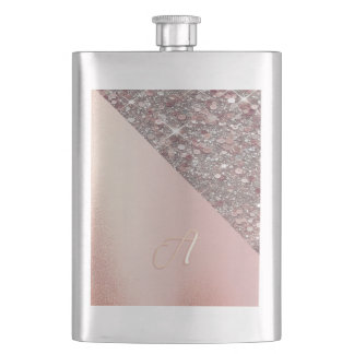 Elegant Rose Gold Monogram Classic Flask