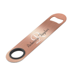 Elegant Rose Gold Monogram Custom Bottle Opener 
