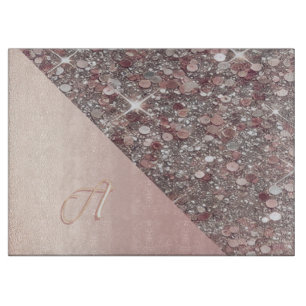 Elegant Rose Gold Monogram Cutting Board