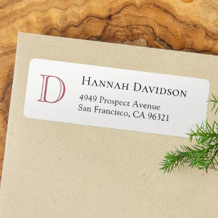 Elegant Rose Gold Monogram Initial Return Address