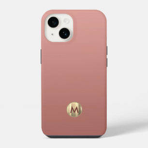 Elegant Rose Gold Monogram iPhone 14 Case