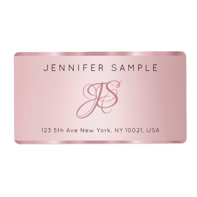 Elegant Rose Gold Monogram Modern Simple Template (Front)