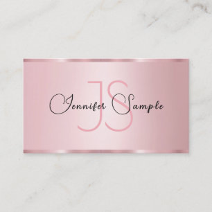 Elegant Rose Gold Monogram Modern Typography Business Card