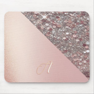 Elegant Rose Gold Monogram Mouse Pad