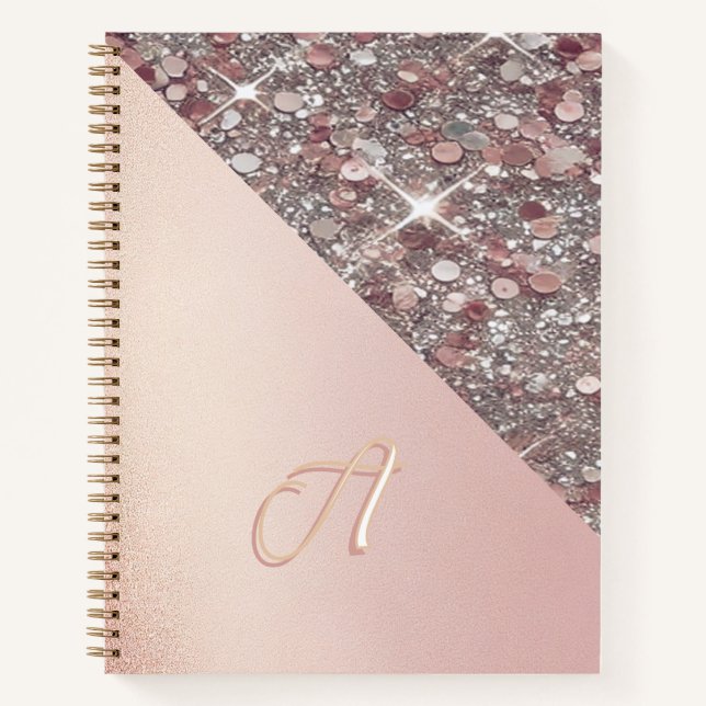 Elegant Rose Gold Monogram Notebook (Front)