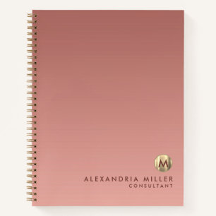 Elegant Rose Gold Monogram Notebook