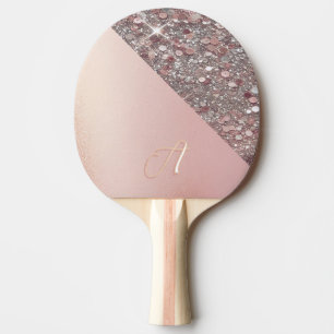 Elegant Rose Gold Monogram Ping Pong Paddle