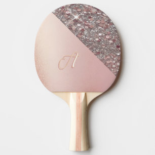 Elegant Rose Gold Monogram Ping Pong Paddle