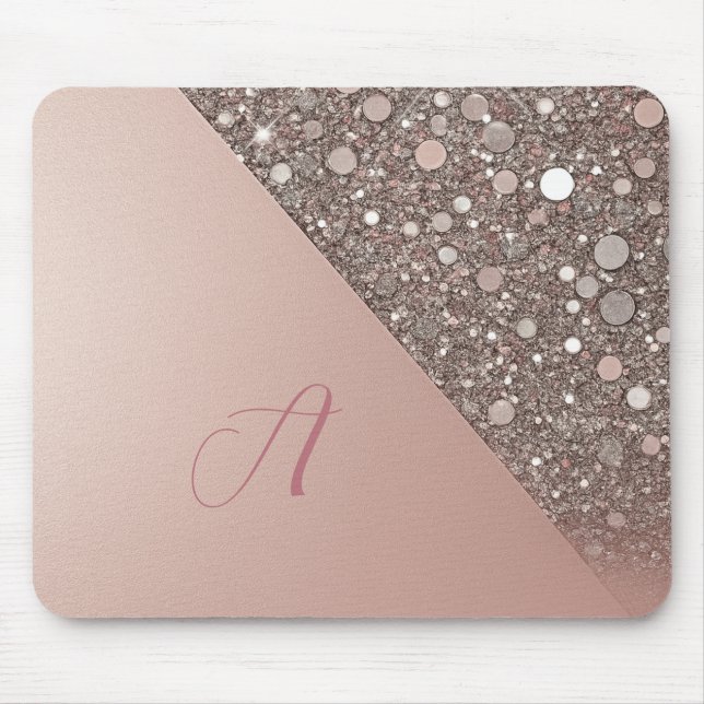 Elegant Rose Gold Monogram Planner Mouse Pad (Front)