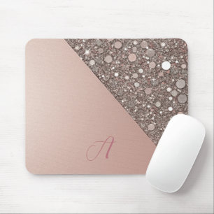 Elegant Rose Gold Monogram Planner Mouse Pad