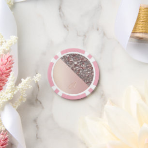 Elegant Rose Gold Monogram Poker Chips