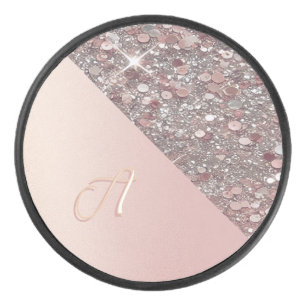 Elegant Rose Gold Monogram Puck