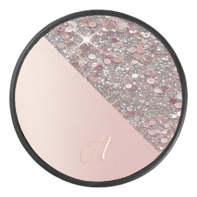 Elegant Rose Gold Monogram Puck (Front)