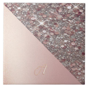 Elegant Rose Gold Monogram Tile