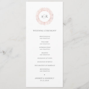 Elegant rose gold monogram wedding program programme