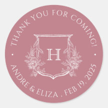 Elegant Rose Gold  Monogram Wedding Sticker