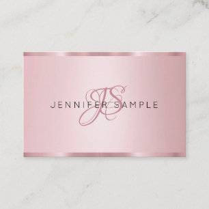 Elegant Rose Gold Monogrammed Modern Business Card