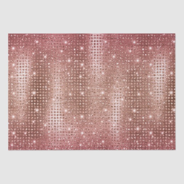 Elegant Rose Gold Mosaic Metallic Glitter Tissue Paper (Front)
