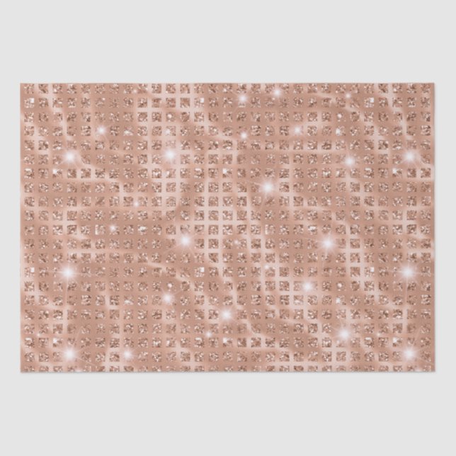 Elegant Rose Gold Mosaic Metallic Glitter Tissue Paper (Front)