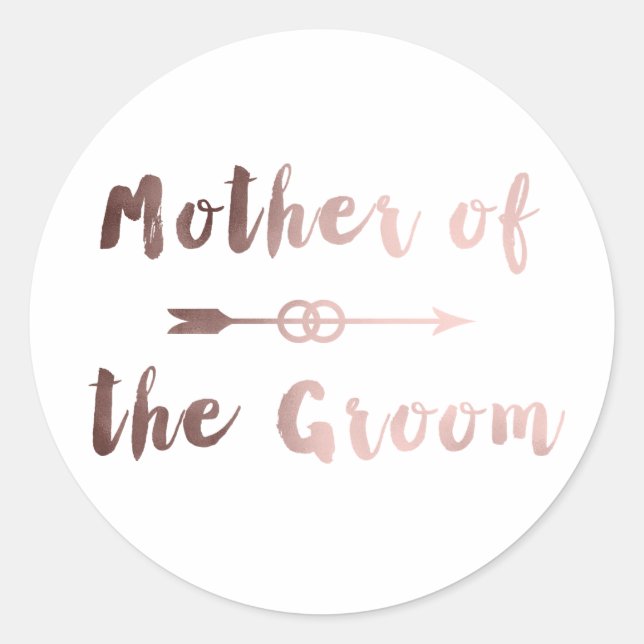 elegant rose gold mother of the groom arrow ring classic round sticker (Front)