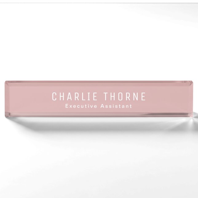 Elegant Rose Gold Name Plate for Desk (Front)